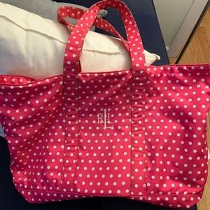 XL Pink and White Ralph Lauren Bag